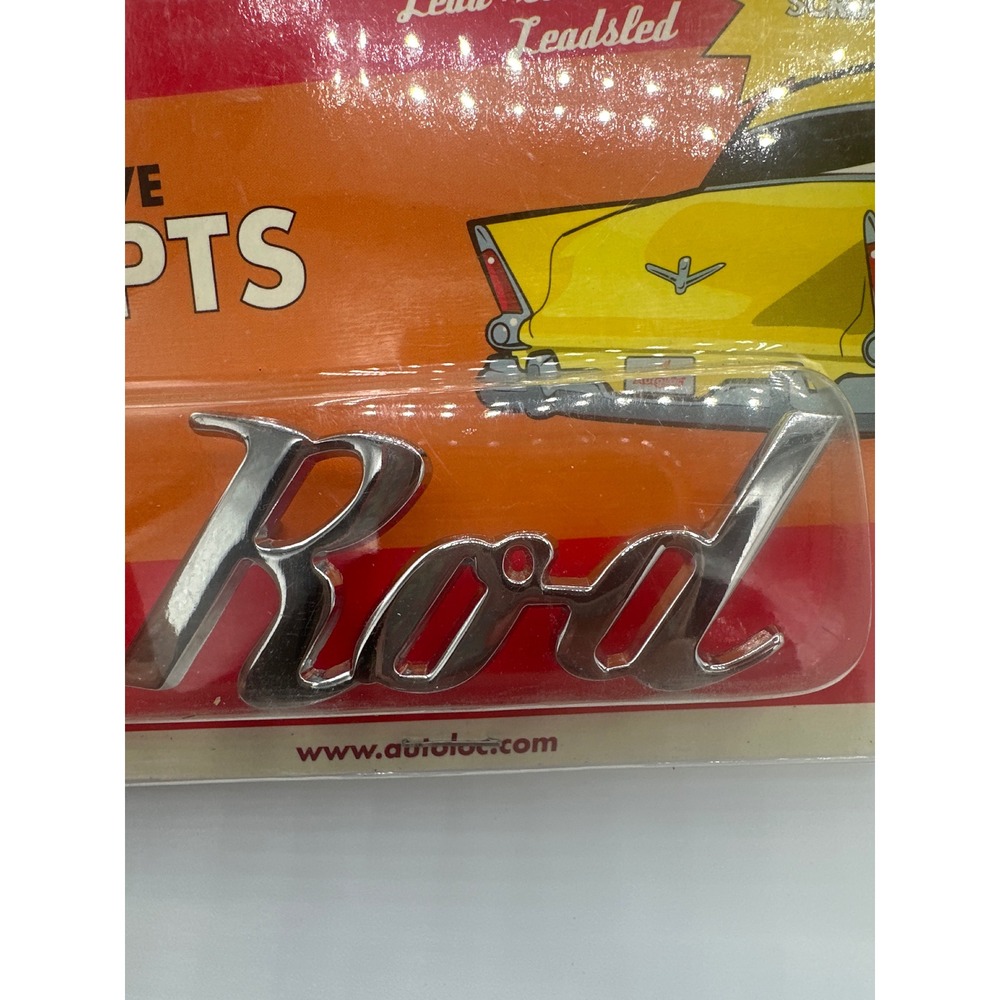 AutoLoc Rod Script Emblem Universal Chrome Vintage Style BWSROD Hot Rod Custom - Picture 2 of 5